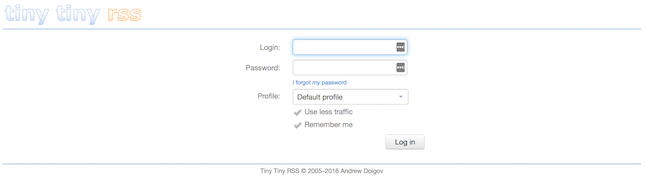 Tiny Tiny RSS Login Page