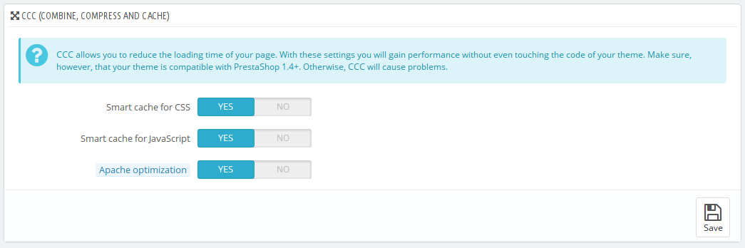 CCC (COMBINE, COMPRESS AND CACHE settings)