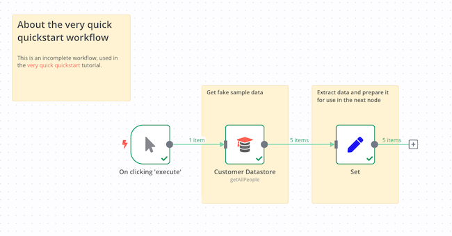 Details of the Very quick quickstart Workflow execution