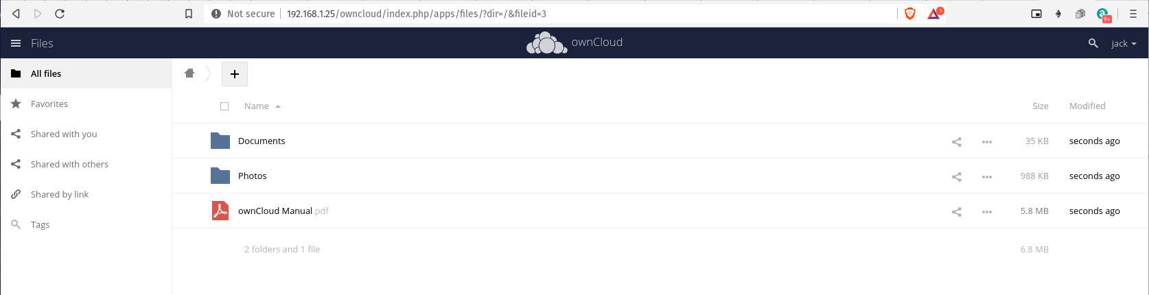 ownCloud is installed and ready to use as your private cloud